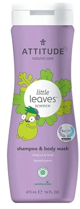 Attitude, „Little Leaves“, 2 viename skalbimo skystis ir šampūnas, kriaušių nektaras ir vanilė, 473 ml