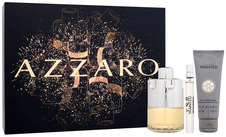 Azzaro Wanted rinkinys vyrams (EDT, 100 ml + dušo želė, 75 ml + EDT, 10 ml)