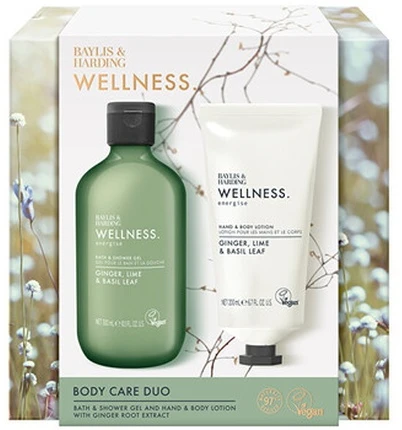 Basil Baylis & Harding Wellness Body Care Duo dovanų rinkinys permatomoje dėžutėje