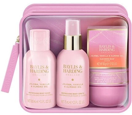 Baylis & Harding Jojoba, Vanilla & Almond Oil Travel Wash Bag Giftset in Clear