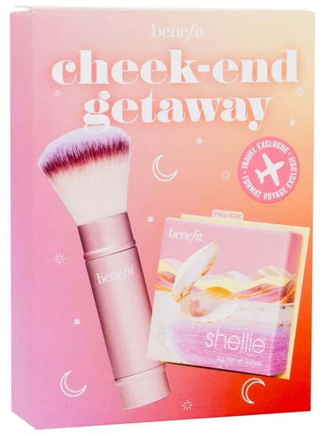 Benefit Cheek-End Getaway Set rinkinys (Shellie Blush skaistalai,6 g + Multitasking Cheek šepetėlis)