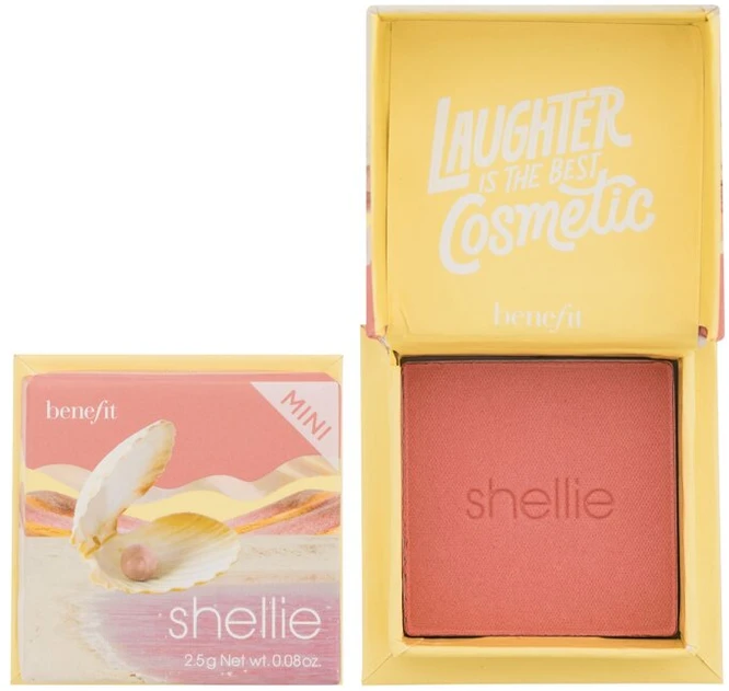 Benefit Shellie Wanderful World Blush Powder Mini šilto rausvo jūros kriauklės atspalvio skaistalai, 2,5 g