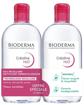 Bioderma Crealine H2O Original Micellar Vanduo Duo Set, 1000 ml
