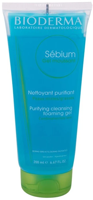 BIODERMA švelnus riebios ir mišrios odos gelinis prausiklis SEBIUM GEL MOUSSANT, 200 ml