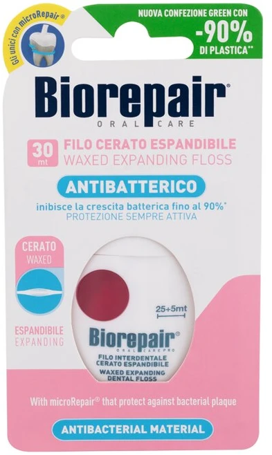 „Biorepair“ vaškuotas besiplečiantis dantų siūlas, 30 m