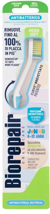 Biorepair Antibacterial Junior Dantų šepetėlis Medium Soft Dantų šepetėlis