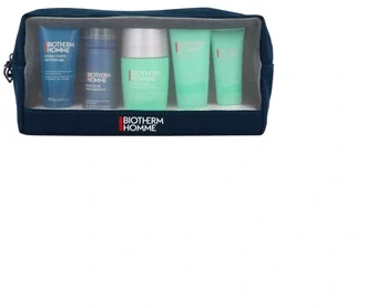 „Biotherm“ rinkinys: vyrams, skutimosi putos, 50 ml + „Aquapower“, šalina nešvarumus, valomasis gelis, veidui, 40 ml + „Aquafitness“, dušo želė, 40 ml + „Aquapower“, vėsinantis, gaivinantis, rutulinis dezodorantas, vyrams, 75 ml + „Aquapower“, drėkinamasis, rytinis, gelis, veidui