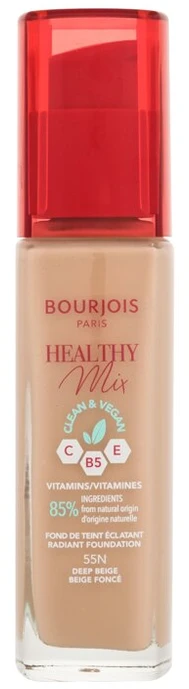 Makiažo pagrindas ,,Bourjois Healthy Mix Radiant Foundation", spalva: 55 Deep Beige, 30ml