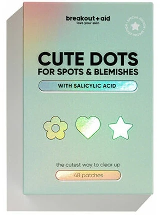 Breakoutaid „Cute Dots“ vietinio poveikio pleistrai nuo spuogų, 48 vnt.