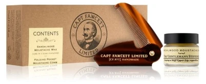 Captain Fawcett Dovanų rinkinys su vašku ir sulankstomais ūsais Sandalwood