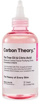 Carbon Theory Pleťové tonikum Arbatmedžio aliejus - Citrinos rūgštis Breakout Control (veido valomasis tonikas) 250 ml