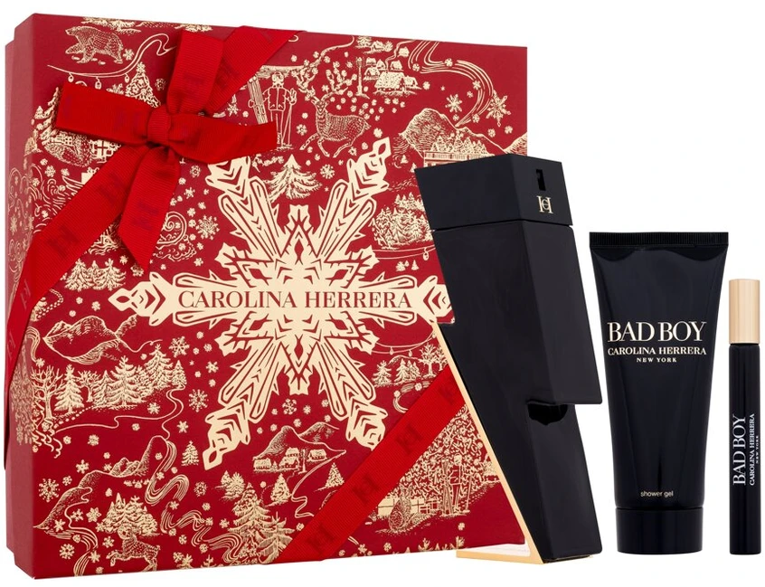 Carolina Herrera Bad Boy tualetinis vanduo purškiklis 100 ml rinkinys 3 vnt. 2023 m.