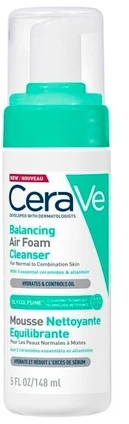 CeraVe Balancing Air Foam Valiklis valomosios veido putos, 148 ml