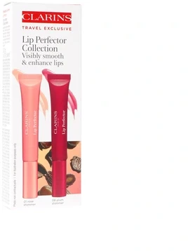 „Clarins Lip Perfector Duo“ rinkinys – 01 „Rose Shimmer“ 12 ml + 08 „Plum Shimmer“ 12 ml