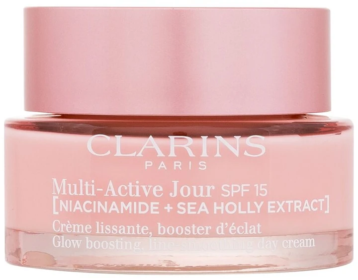 „Clarins Multi-Active Jour SPF15 Day“ visiems odos tipams [niacinamidas ir jūros bugienio ekstraktas], 50 ml