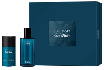 Set Davidoff: Cool Vanduo Eau De Toilette For Men, 75 ml + Cool Vanduo 24h Protection Dezodorantas Stick For Men, 75 g