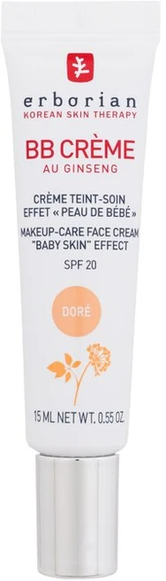 Erborian BB veido kremas su ženšenio ekstraktu ir SPF 20, spalva: Doré, 15 ml