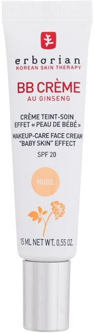Erborian BB veido kremas su ženšenio ekstraktu ir SPF 20, spalva: Nude, 15 ml
