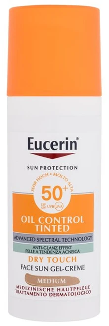Eucerin Sun Oil Control Tinted Sun Gel Kreminis SPF 50+ kremas nuo saulės, atspalvis: Medium, 50 ml