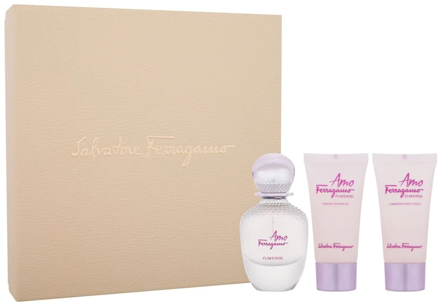 Salvatore Ferragamo Amo Ferragamo Flowerful rinkinys moterims (EDT, 50 ml + kūno losjonas, 50 ml + dušo želė, 50 ml)