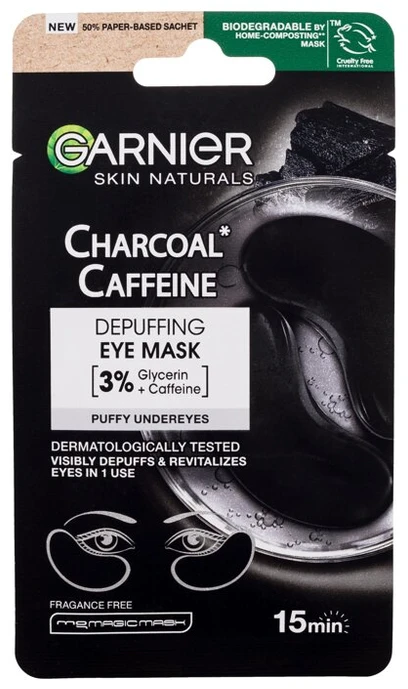 Garnier Skin Naturals Charcoal Caffeine Depuffing Eye Mask Akių kaukė