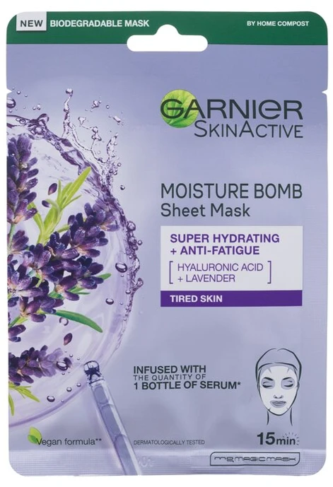 Garnier SkinActive Moisture Bomb Super Hydrating + Anti-Fatigue veido kaukė moterims, 1 vnt.
