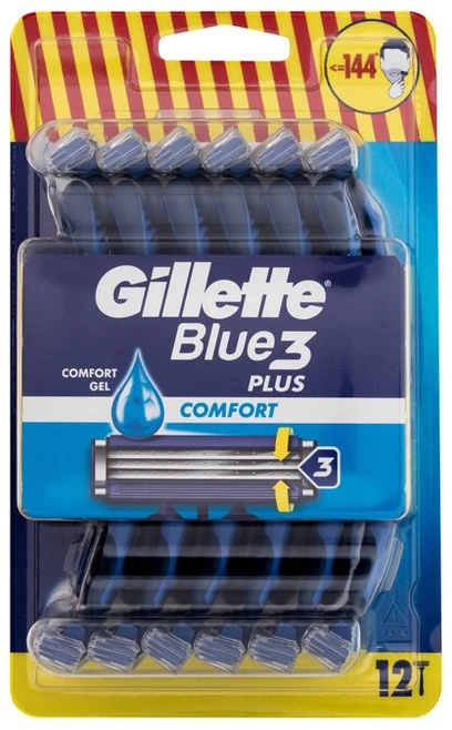 Gillette Blue3 Comfort Vienkartiniai Skustuvai Vyrams, 12 vnt.