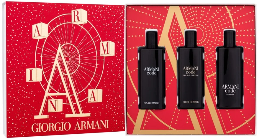 Set Giorgio Armani: Code Parfum For Men Papildomas, 15 ml + Code Eau De Toilette For Men, 15 ml + Code Eau De Parfum For Men, 15 ml