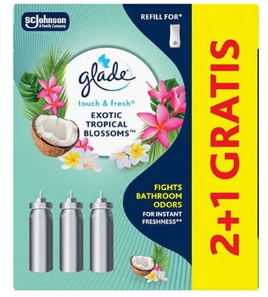„Glade Touch & Fresh“ egzotiškų tropinių žiedų 2+1 oro gaiviklio papildymo rinkinys
