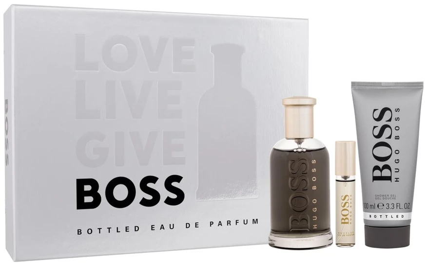Hugo Boss BOSS Bottled rinkinys vyrams (EDP, 100 ml + EDP, 10 ml + dušo želė, 100 ml)
