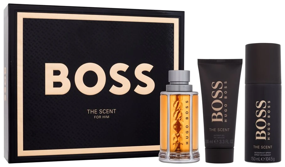 HUGO BOSS Boss The Scent EDT rinkinys vyrams (EDT,100 ml + dezodorantas, 150 ml + dušo želė, 100 ml)