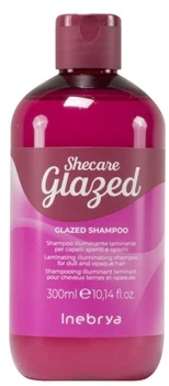 Inebrya SheCare Glazed Illuminating Laminating Šampūnas šampūnas blankiems plaukams, 300 ml