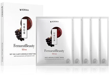 Korika „FermentBeauty Wine“ senėjimą stabdančių lakštinių kaukių rinkinys 5 × 20 g