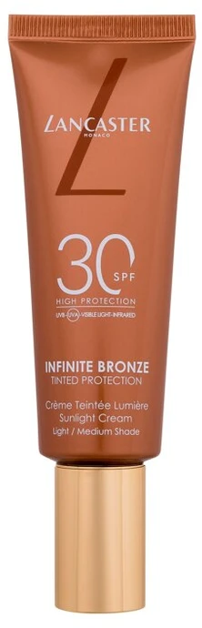 Lancaster Infinite Bronze Sunlight Kreminis SPF 30 apsauginis veido kremas su spalva, atspalvis: Light, 50 ml