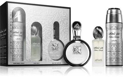 Lattafa Fakhar Lattafa Juodas EDP rinkinys vyrams (EDP 100 ml + Dezodorantas 200 ml + Air Freshener 300 ml)