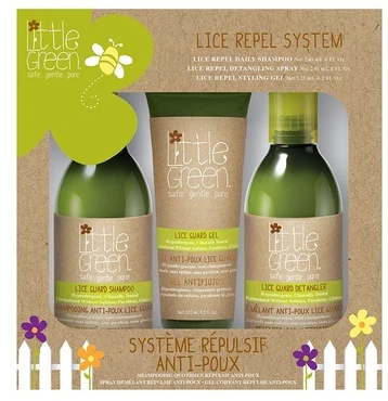 Little Green Little Žalias Little Žalias Lice Guard System apsaugos nuo utėlių sistema vaikams (šampūnas, 240 ml + purškiklis, 240 ml + gelis, 125 ml)