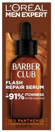 L'Oreal Paris Men Expert Barber Club Flash Repair Serum veido serumas po skutimosi vyrams, 30 ml