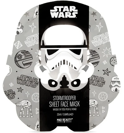 Mad Beauty Star Wars po vasaros saulės ir baseino drėkinanti ir smagi veido kaukė vaikams (1 vnt. Storm StormTrooper x 25 ml)