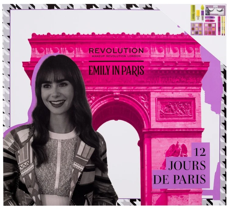 Dekoratyvinės kosmetikos advento kalendorius Makeup Revolution X Emily In Paris 12 Jours De Paris, 12 dalių