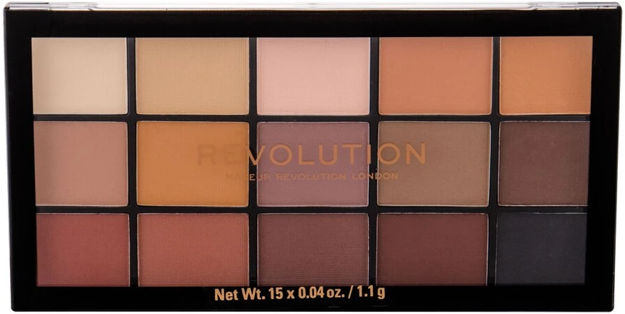 „Makeup Revolution Reloaded Palette“ akių šešėlių paletė, matiniai atspalviai, 15 vnt.
