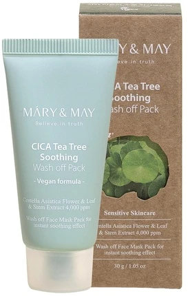 Mary&May Mary and May, Cica Tea Tree Soothing, Purifying, Clay Mask, 30 g Moterims