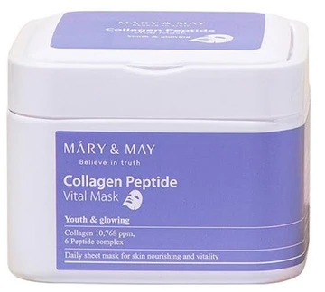 Mary&May Mary Amp May MARY - MAY stangrinamoji veido kaukė su kolageno peptidais (gyvybiškai svarbi kaukė) 30 vnt.