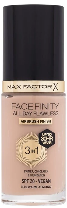Max Factor Facefinity All Day Flawless makiažo pagrindas moterims 30 ml, spalva: N45 Warm Almond