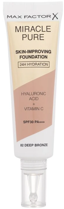 "Max Factor Miracle Pure" odą puoselėjantis makiažo pagrindas 24h Hydration Spf30 82-Deep Bronze 30ml