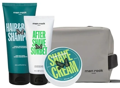 Menrock Men Rock Routine Goals Daily Grooming Kit kelioninis odos priežiūros priemonių rinkinys vyrams