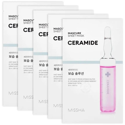 Missha Mascure Sheet Kaukė Ceramide lakštinė veido kaukė su keramidais jautriai/sausai odai, 28 ml