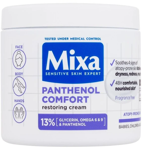 Mixa Panthenol Comfort atkuriantis kreminis kreminis kūno kremas unisex, 400 ml