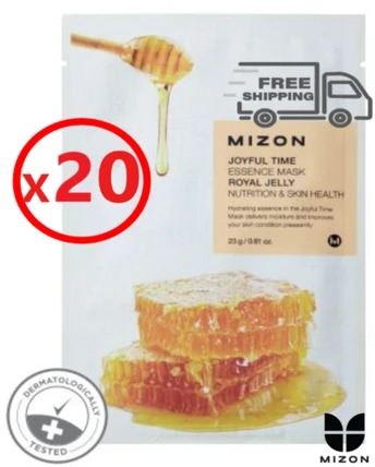 Mizon 3D kaukė su džiaugsmingu džiaugsmu ir medumi „Džiaugsmingas laikas“ (esencijos kaukė „Royal Jelly“) 23 g