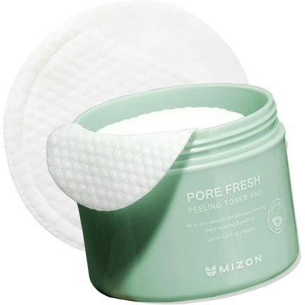 Šveičiamieji padeliai veido odos valymui Mizon Pore Fresh Peeling Toneris Pad Calming, ramina odą, skirti mišriai, riebiai odai, 60 padelių