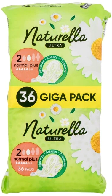 Naturella Ultra Normal Plus Size 2 Higieniniai Paketai Su Sparneliais, 36 vnt.